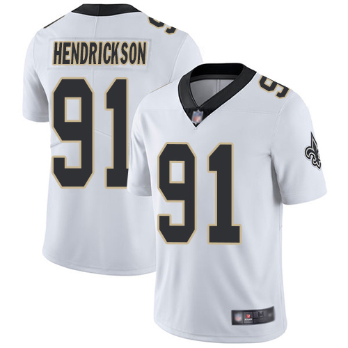 Men New Orleans Saints Limited White Trey Hendrickson Road Jersey NFL Football #91 Vapor Untouchable Jersey